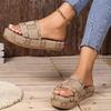 2024 Summer New Thick-soled Slippers Women's Large-size Casual Outer Wear One-word Beach Cool Slippers Women
