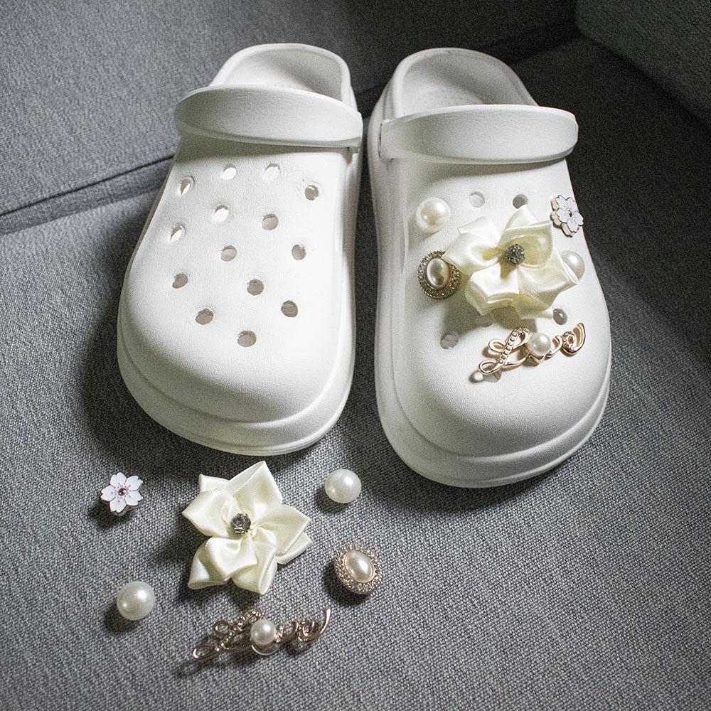 New Fit Hole Shoes Fabric Flower Set Removable Shoe Buckle Garden Shoes DIY Shoe Flower Accessories