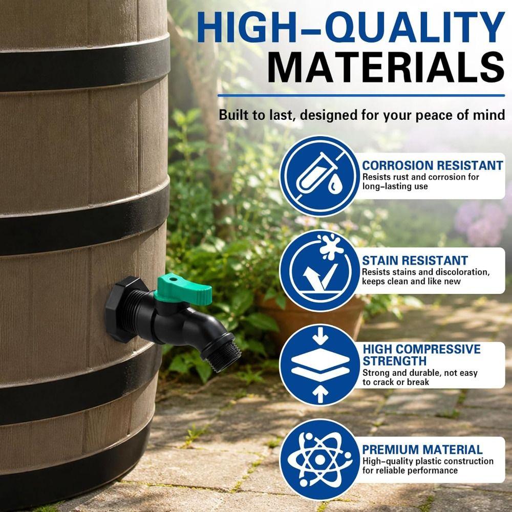 Downspout Collector Rain Barrel Spigot 3/4 GHT Thread Rain Barrel Kit Outdoor Garden