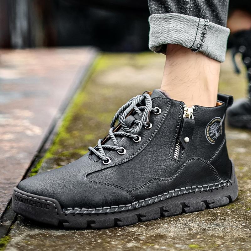 Мужская повседневная обувь 38–48 с высоким берцем, кожаная обувь большого размера в британском стиле в стиле ретро для вождения автомобиля