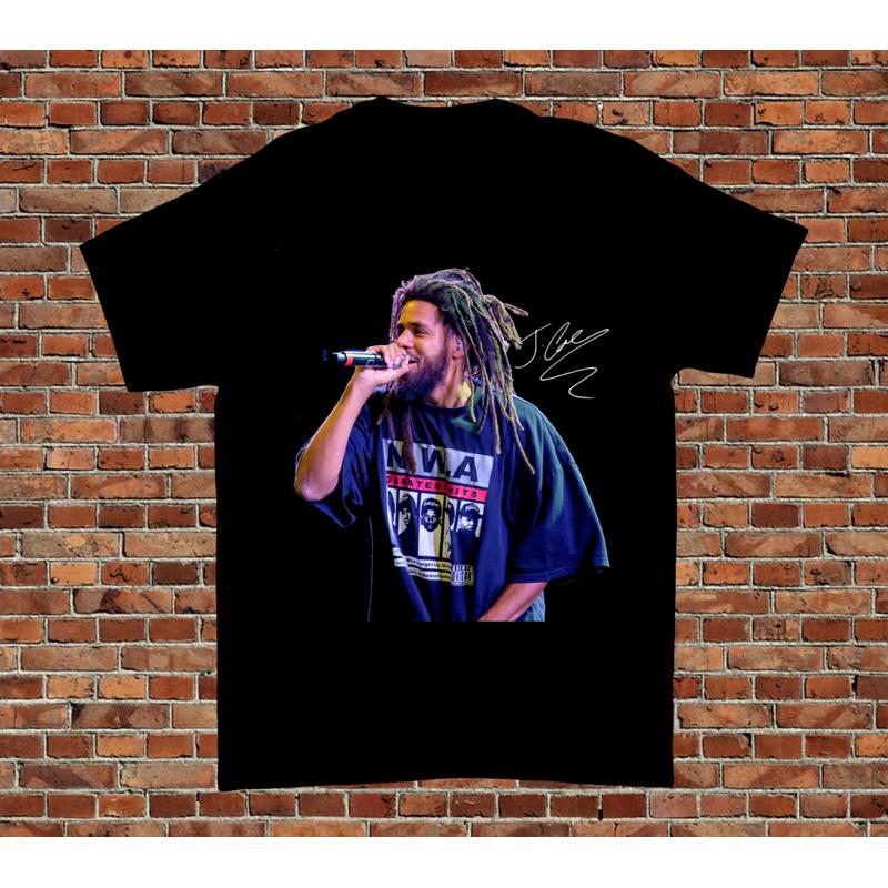 Черная футболка J Cole с автографом для фаната, все размеры