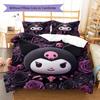 Kuromi Pattern Bedding,Quilt Set Quilt Cover Pillowcase Home Birthday Gift(1 * duvet cover + 2 * pillowcase, without core)