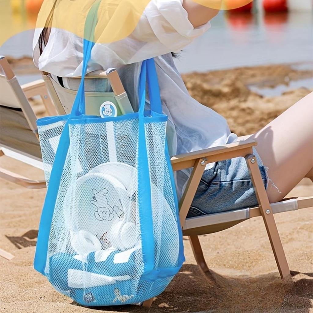 Outdoor Protable Mesh Bag Handbag Kids Toys Storage Bags Swimming Large Beach Bag For Towels Cosmetic Makeup Organizer