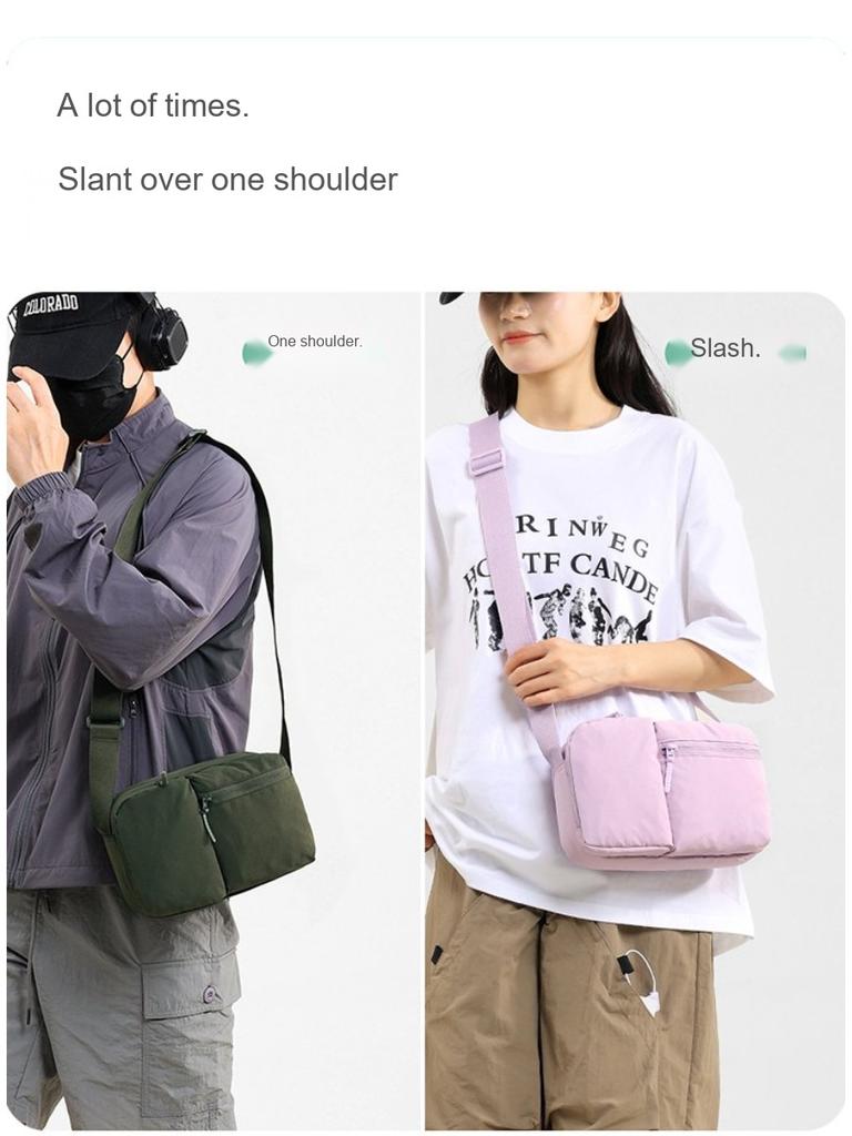 Crossbody Bag Unisex Nylon Multi Compartment Adjustable Strap Daily Commute Travel