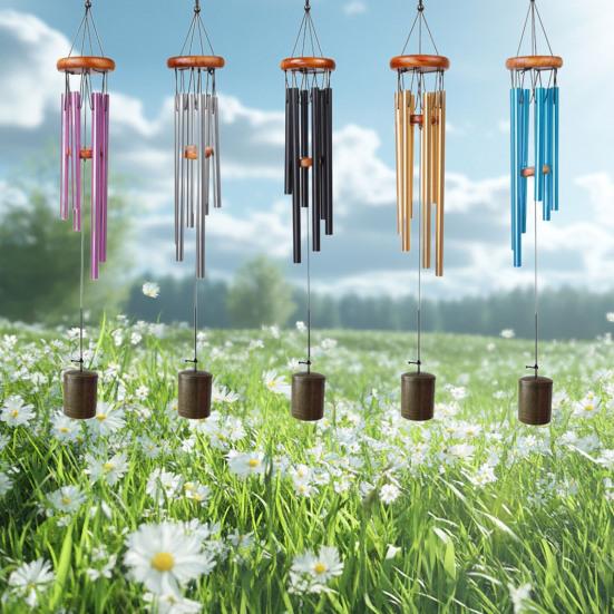 Vintage Aluminum Tube Wind Chime Natural Soothing Melody Outdoor Garden Yard Patio Hanging Metal Wind Bell Decoration