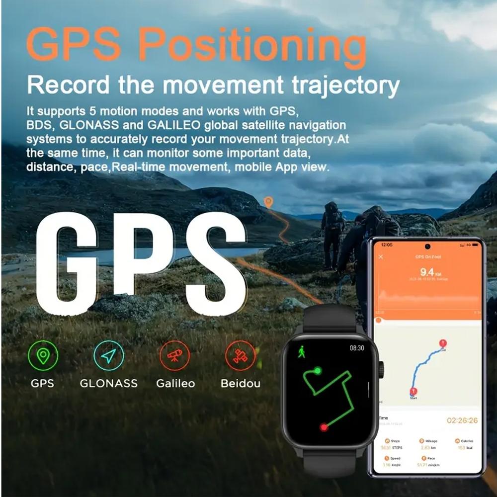 Новые Спортивные Умные Часы с GPS для Активного Отдыха Водонепроницаемые Часы Компас 24 Часа Монитор Сердечного Ритма Bluetooth Звонок Умные Часы
