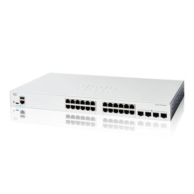 Cisco Systems Cisco Catalyst Smart Switch 24 Port GE 4x10GE Metal Corps Бесшумный безвентиляторный для бизнеса (Циско) 1200-24T-4X SFP+ (С1200-24Т-4Х)