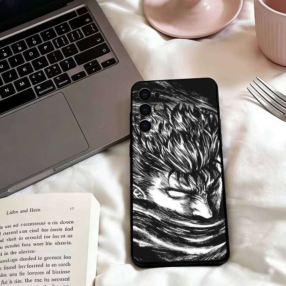 Чехол для телефона с изображением Гатса из аниме Берсерк для Samsung S25, S24, S21, S22, S23, S30, Ultra, S20, Plus, Fe, Мягкий силиконовый черный чехол