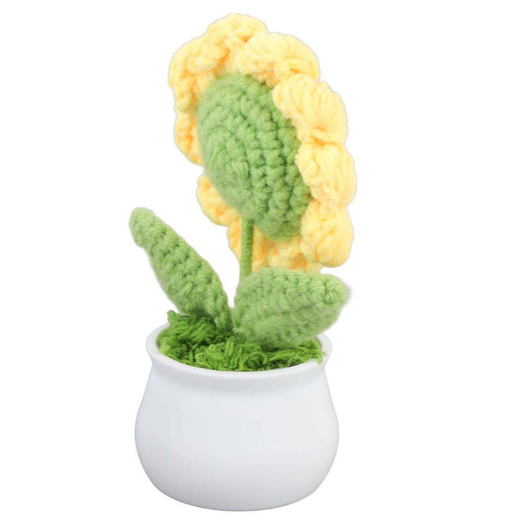 Подсолнух крючком милый вязаный подсолнух в горшке подарок на день рождения матери офисный стол декор