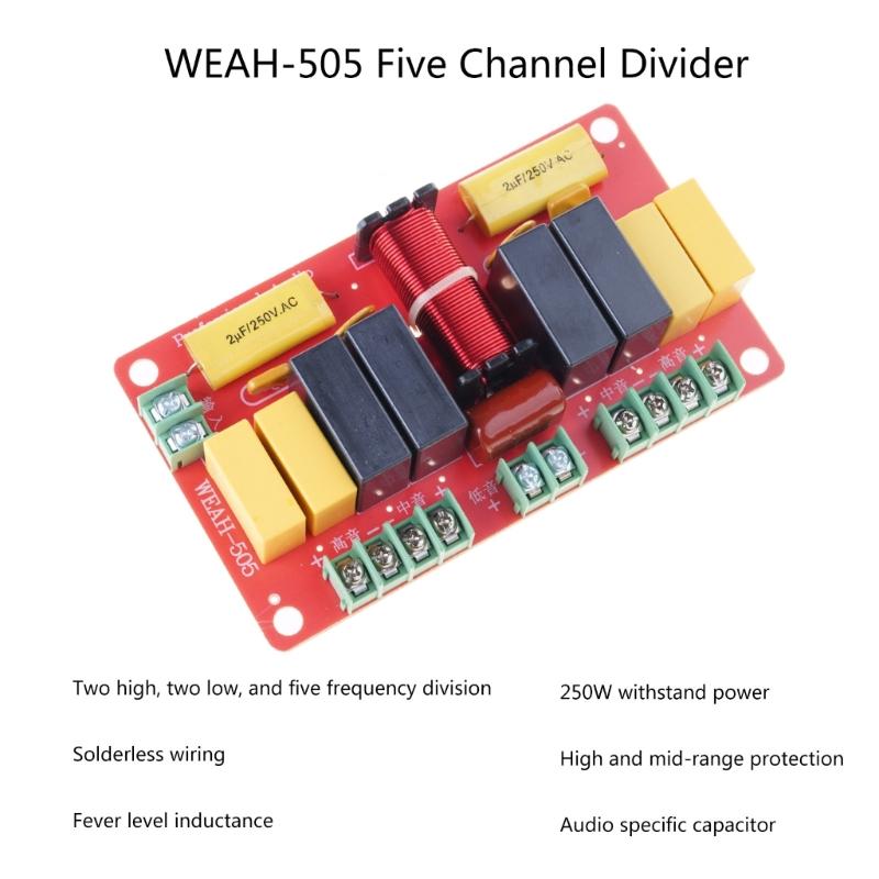 Frequency Divider Board 5 Way Speaker Frequency Divider 250W Crossover Filter for DIY KTV Home Theater Stage Speaker