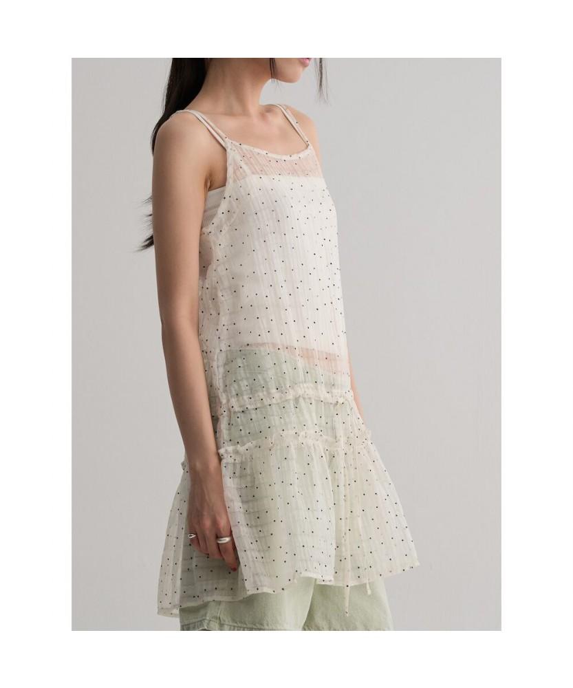8SECONDS Sheer Dot Mini Dress - Ivory