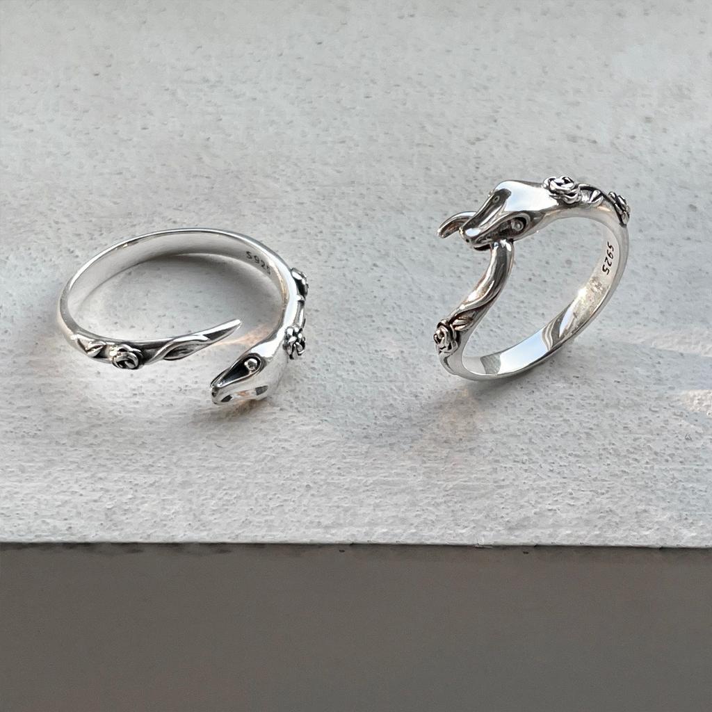 Кольцо Ouroboros Rose из стерлингового серебра 925 пробы для женщин, ретро, таинственное, высокое, холодное, указательный палец, уникальное, нишевое кольцо