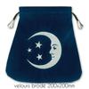 [A2237] - Blue 'Smiling Moon' Velvet Tarot Pouch - 20x20 Cm