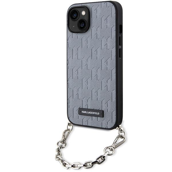 Karl Lagerfeld KLHCP14SSACKLHPG iPhone 14 / 15 / 13 6.1" silver/silver hardcase Saffiano Monogram Chain