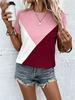 Women's Color Block Short Sleeve T-Shirt Casual Crew Neck Summer Tee Shirt
