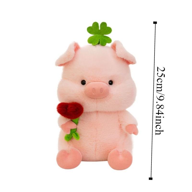 Пушистая мягкая игрушка-плюшевая свинка, набитая ПП-хлопком, плюшевые куклы-свинки, свинка с цветком, плюшевая кукла, домашний декор
