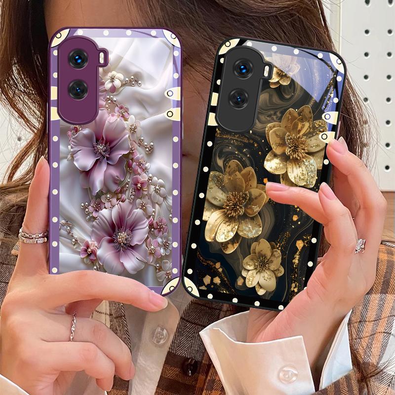 Коробка Розовые Цветы Для Honor 200 90 8X 9X Pro Lite P50 P40 Nova 10 11i P60 Magic4 6 Mate 20 50 Закаленное Стекло Чехол Для Телефона