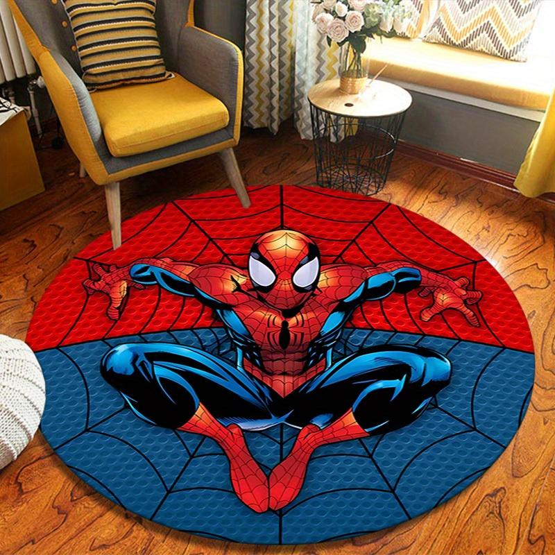 1 шт. Круглый ковер Marvel Человек-паук, нескользящий, машинная стирка, полиэстеровый ковер для декора гостиной и спальни