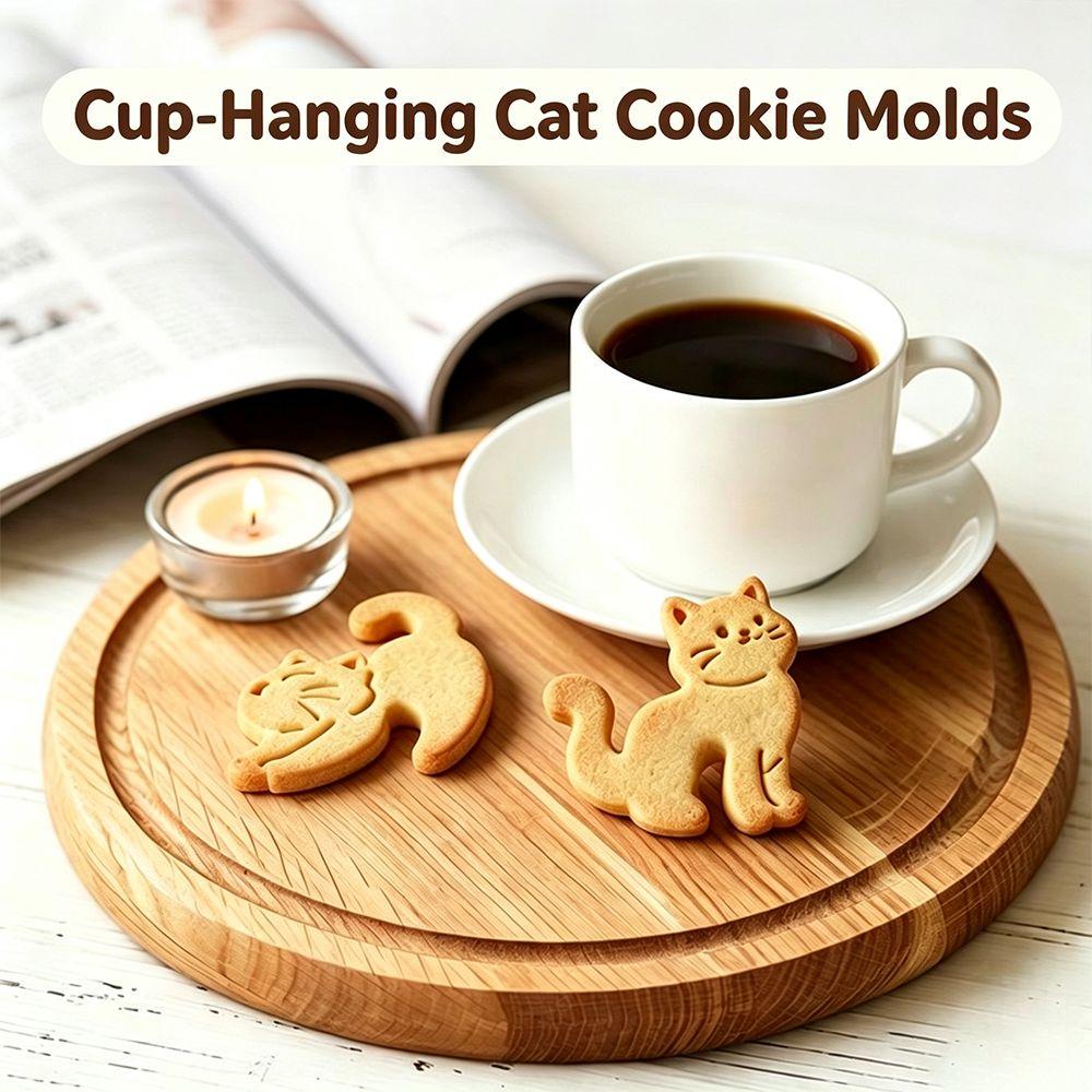 Cartoon Cat Cat Cookie Mold Hanging Cup Cookie Press New Cat Baking Stamp Coffee Cup Decoration