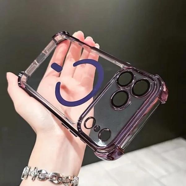 Прозрачный противоударный чехол для Magsafe для iPhone 17 Pro Max Air 11 12 13 14 15 16 Plus, покрытие, прозрачный, мягкий, противоударный чехол