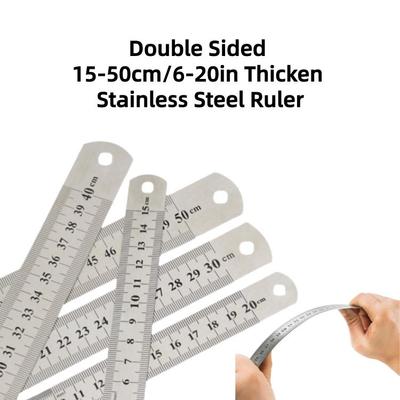 Двусторонняя утолщенная линейка из нержавеющей стали 15-50см/6-20дюймов, подходит для рукоделия, черчения, архитектурных проектов и деревообработки