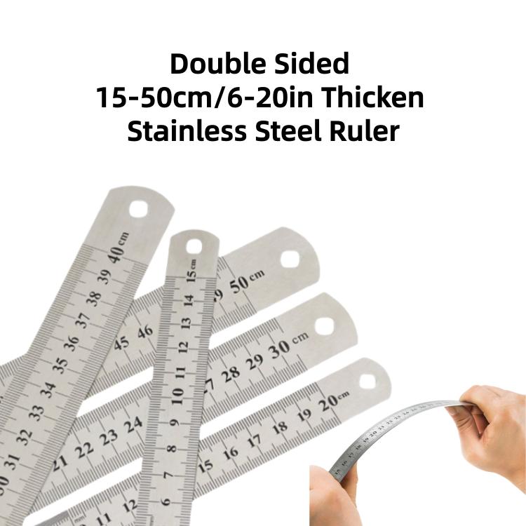 Двусторонняя утолщенная линейка из нержавеющей стали (15-50 см / 6-20 дюймов) для рукоделия и черчения