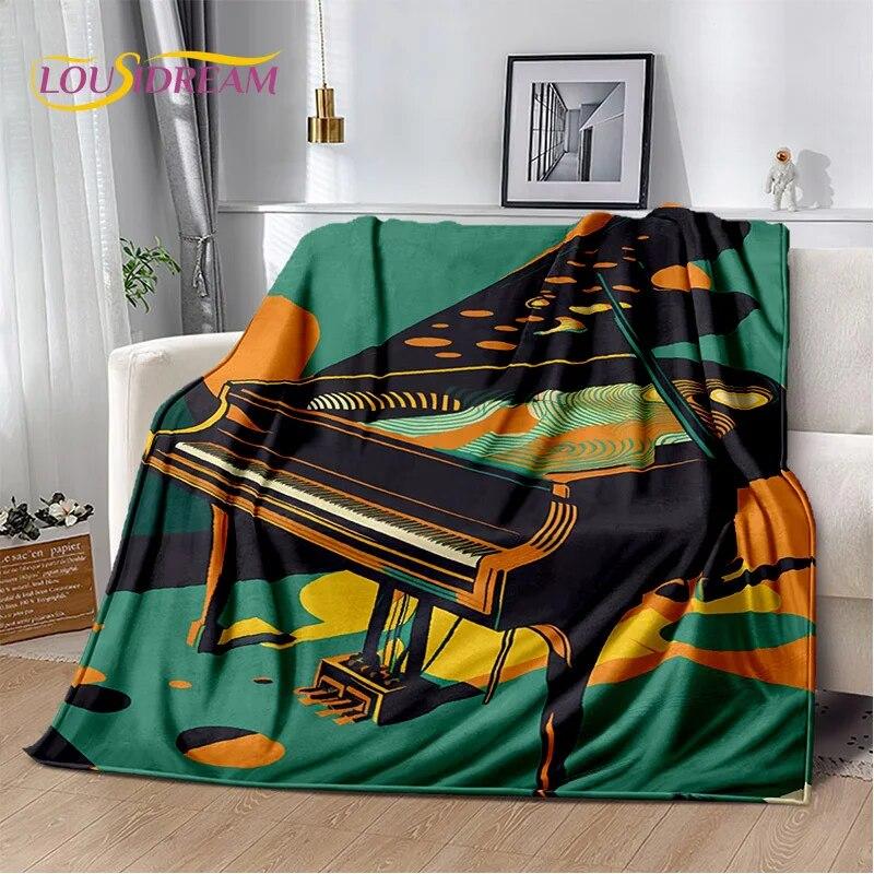 3D Dream Piano Key Music Instrument Cartoon Blanket,Soft Throw Blanket for Home Bedroom Bed Sofa Picnic Office Travel Cover Kids