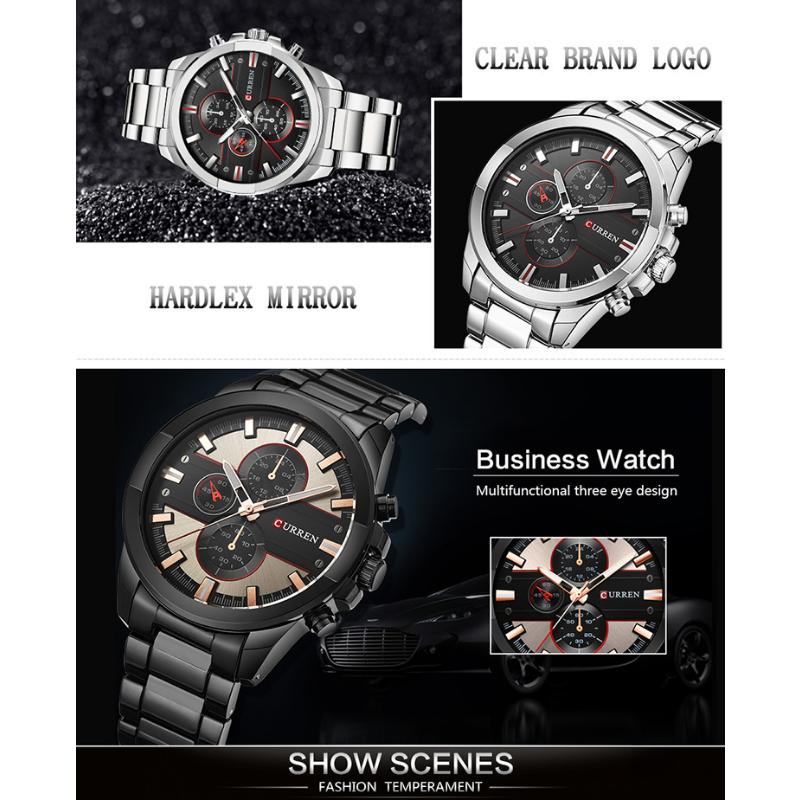 CURREN Новые лучшие мужские часы, деловые часы, водонепроницаемые повседневные кварцевые часы, мужские часы со стальным ремнем