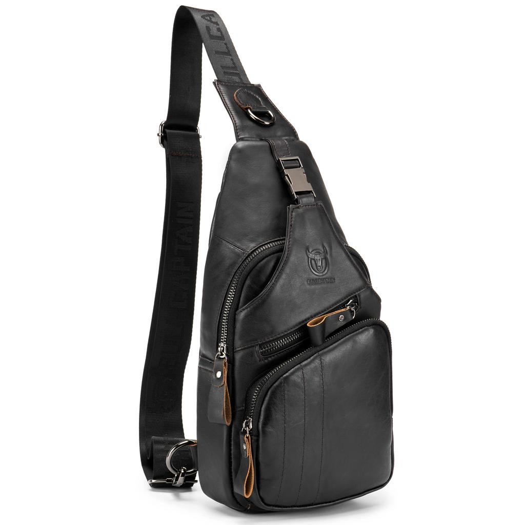 Men Sling Bag Water Resistant Anti Theft Leather Chest Pack Cross Body Bag Shoulder Backpack Casual