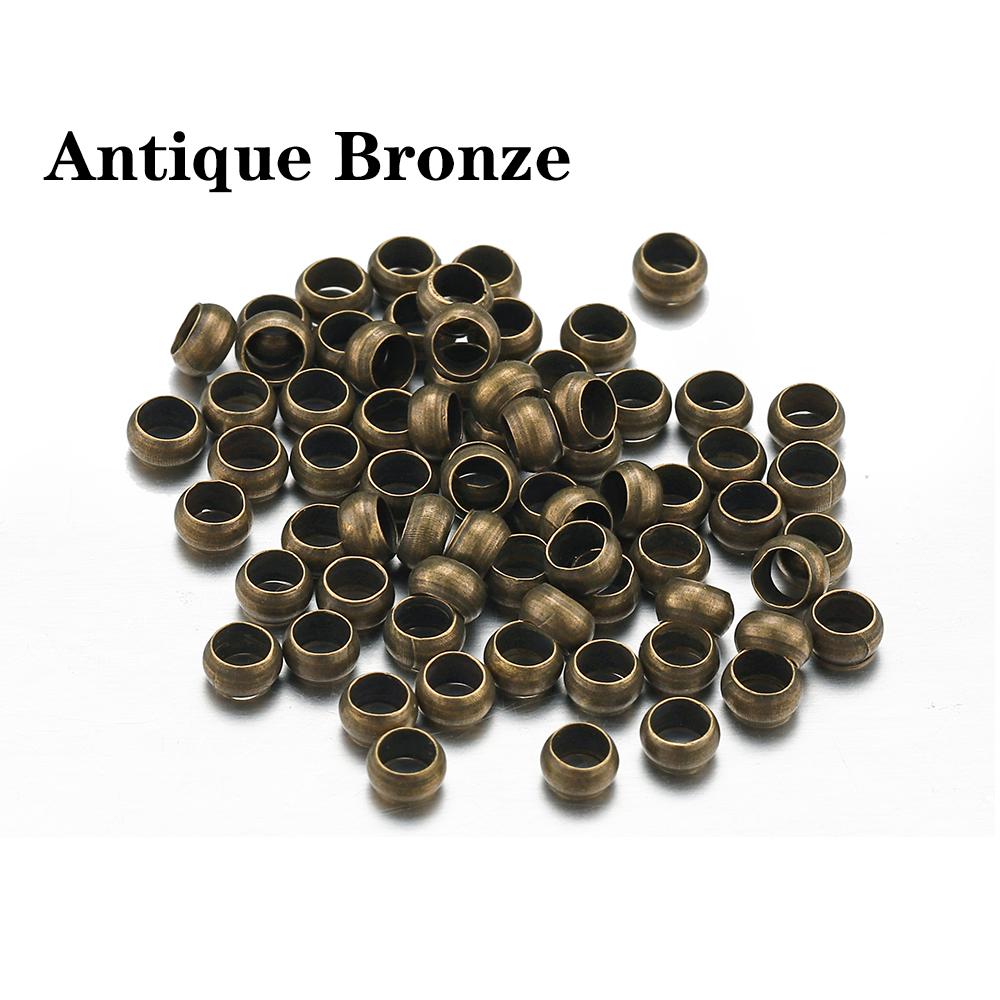 500pcs Gold Silver Color Crimp Beads Copper Ball Stopper Spacer End Beads for Bracelet Necklace DIY Jewelry Making Findings