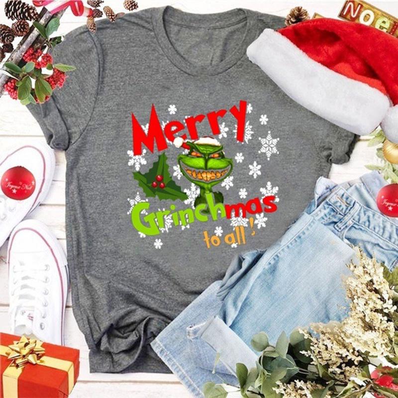 Women Christmas Grinch Short Sleeve T-shirt Tops With Trendy Crew Neck Design