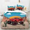 Cartoon Car King Queen Duvet Cover Cute Red Toy Sports Cars Bedding Set Kids Police Car Fire Truck Bedclothes Children Bedroom