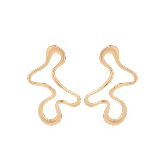 1 Pair Women Earrings Liquid Magma Metal Heart Drop Earrings Geometric Irregular Pleated Earrings Fashion Accessories