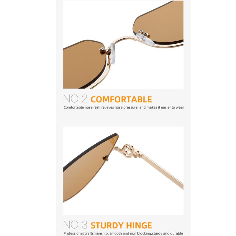 New Metal Half Cat Eye Sunglasses Women Decorative Eyewear Holiday Outdoor Trendy Fashionable Sun Glasses Uv400