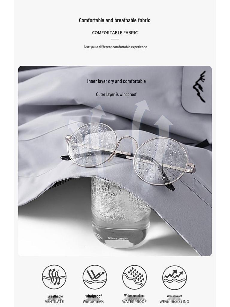 Windproof Waterproof Fleece-Lined Mountain Windbreaker Jacket for Skiing & Hiking