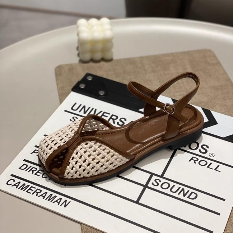 Мода 2025 Новые Ретро Женские Сетчатые Балетки Сандалии Дизайнерская Обувь с Открытым Носком Летний Тренд Модная Обувь для Ходьбы Мягкая Обувь Неглубокая Обувь с Пряжкой