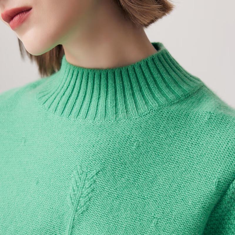 Paluo Women's Thickened 100% Cashmere High-Neck Jacquard Sweater