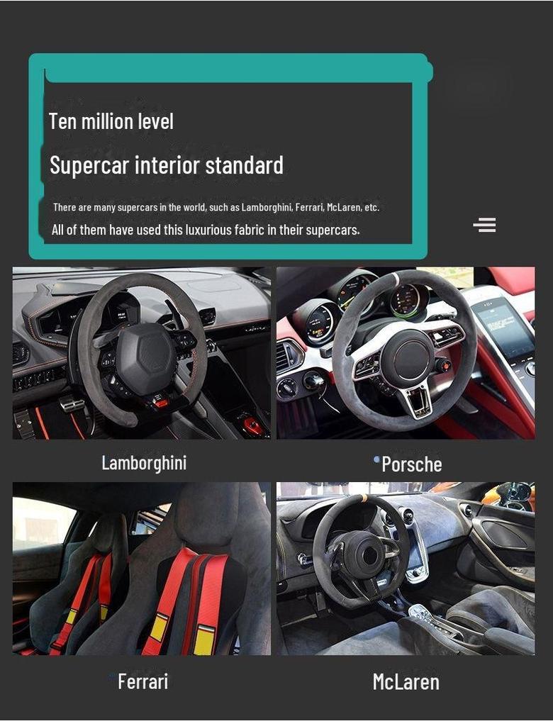 All-Season Suede Leather Steering Wheel Cover, Anti-Fade, No Lint, Round D-Shaped Design