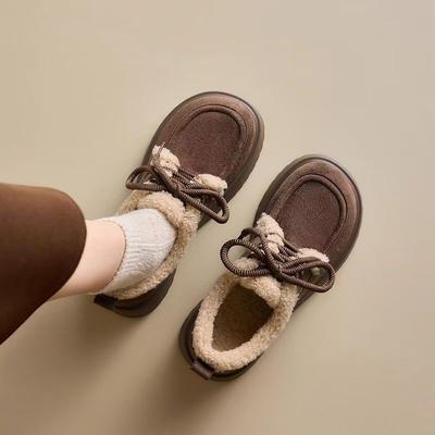 2025 осень и зима новая нишевая мода удобные хлопковые туфли женские бархатные теплые верхняя одежда популярные расшитые бисером шнурованные хлопковые туфли женские