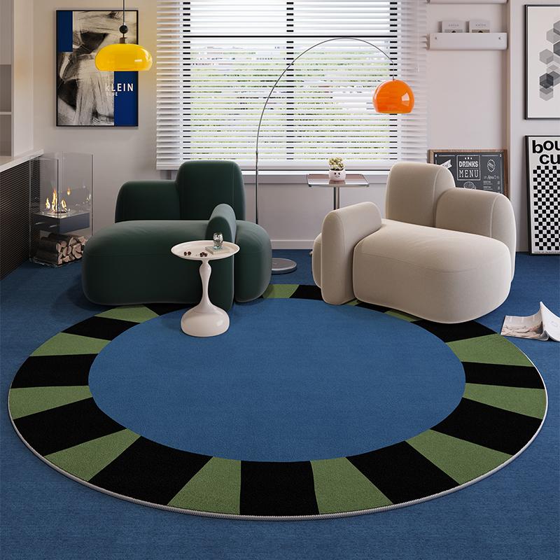 Home Anti-slip Retro Rug Light Luxury Carpets for Living Room Washable Lounge Soft Floor Mat Dopamine Bedroom Decor Round Carpet