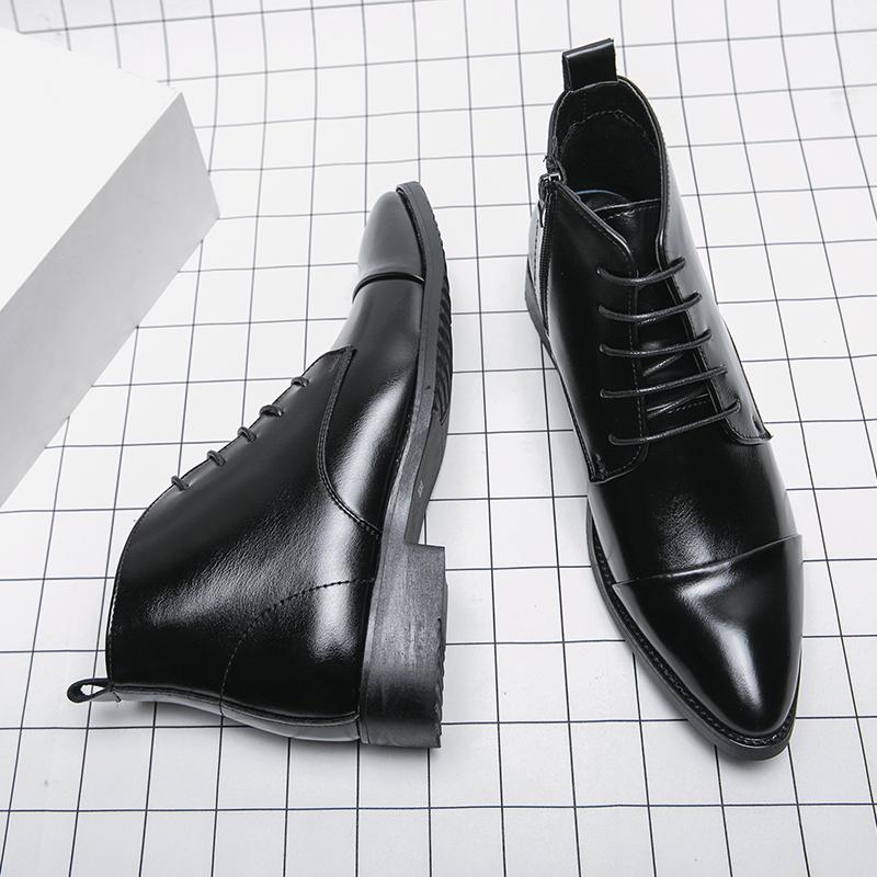 Горячая Распродажа Классические мужские деловые ботинки ручной работы с острым носком Мужские ботильоны Уличная мужская базовая деловая обувь Боковая молния Туфли для вечеринки