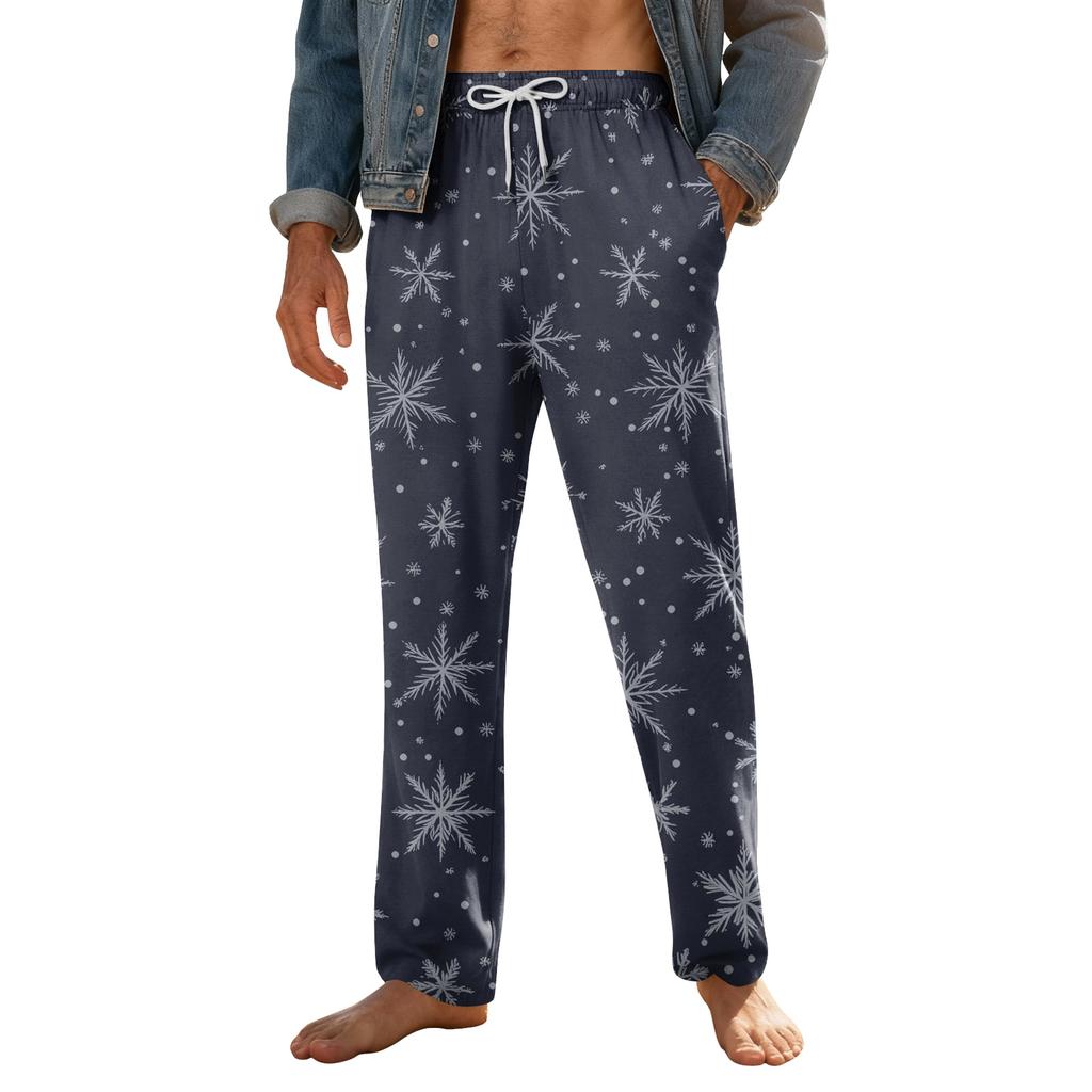 Мужские домашние мягкие пижамные штаны со шнурком и карманами, повседневные спортивные штаны