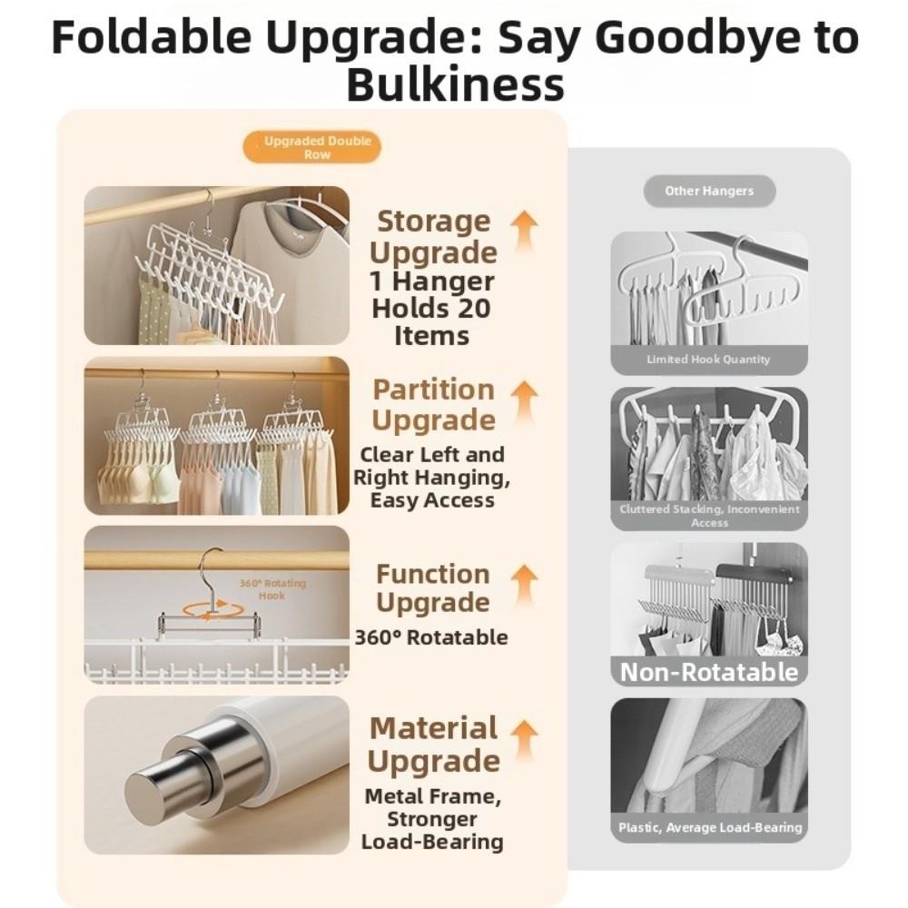 Space Saving 20-hook Hanger Foldable Bra Hanger New Underwear Hanger Wardrobe Organization