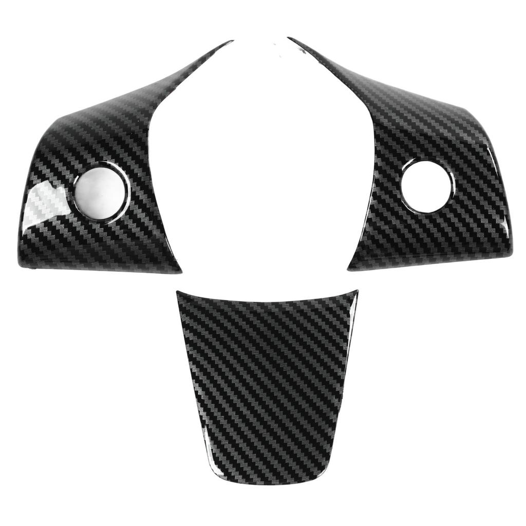 3Pcs Steering Wheel Cover Patch Interior Accessories Replacement for Tesla Model 3 Or Y 2021 To 2023 Carbon Fiber Look