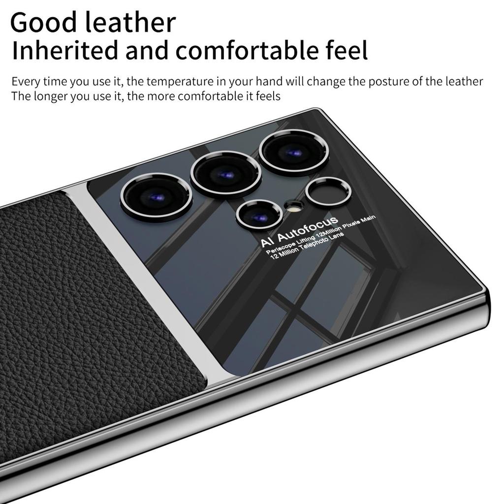 Кожаный чехол для телефона Samsung S24 - Универсальный для S24, S24+ и S24 Ultra, Гальванизированный Однотонный Защитный Чехол