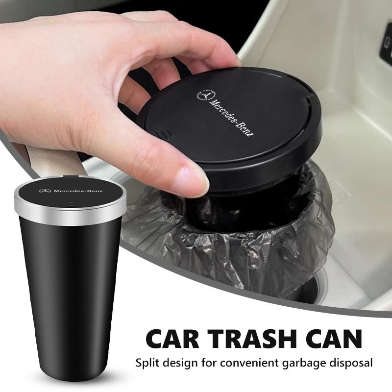 For Benz Car Logo Trash Can Cup Holder Portable Mini Waterproof Storage Garbage Bin AMG W213 W124 W108 W126 Exclusive W204 W222 GI1