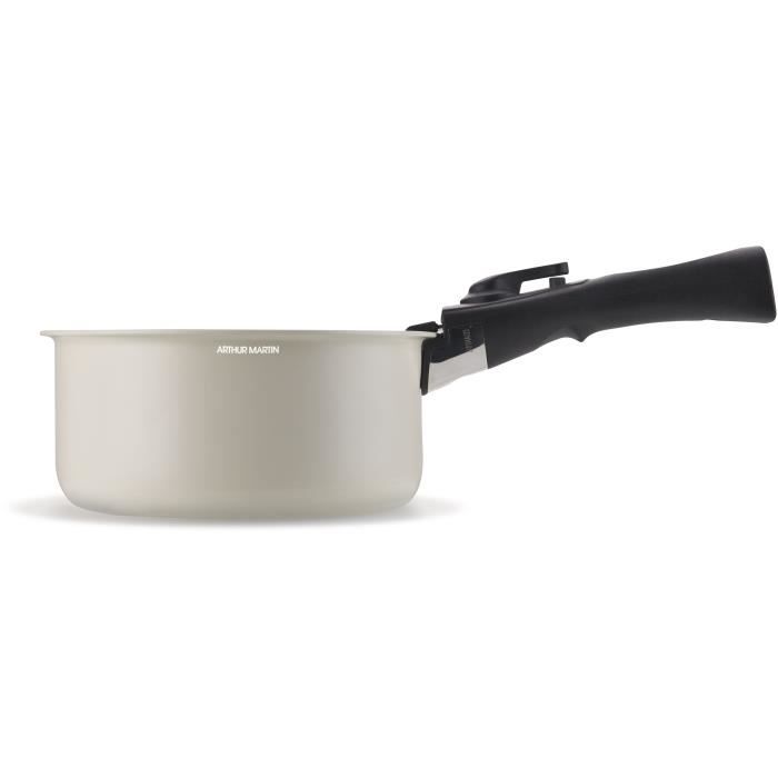 Batterie de cuisine Arthur Martin 18 pièces en aluminium Crème AM1453, empilable