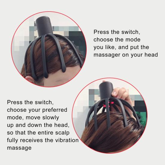 Электрический массажер для головы Octopus, глубокий массаж кожи головы, 3 режима, вибрационный массажер для головы, беспроводной портативный инструмент для массажа кожи головы Octopus Claw