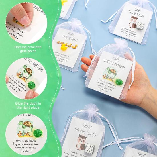 Employee Appreciation Gifts Bulk for Coworkers Thank You Gift Set with Inspirational Note Cards And Resin Animals for Office Volunteer Staff Teachers