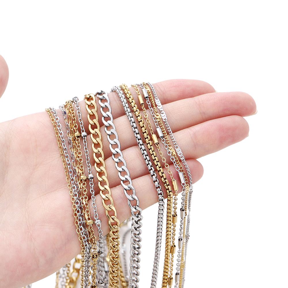 2Meters/Lot Stainless Steel Chains Gold Color Chain for Jewelry Making DIY Necklace Bracelet Accessories Lips Beads Beaded Chain